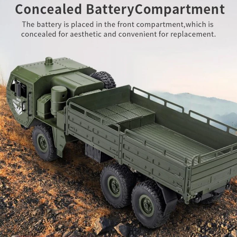 Simulation Military Electric RC Truck Model 1:16 2.4G 6WD 500G Load Driving Remote Control Military Truck 6x6 Off Road Trucks 6