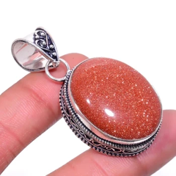 

Sun Stone Antique Pendant Silver Overlay over Copper , 50 mm, P5461