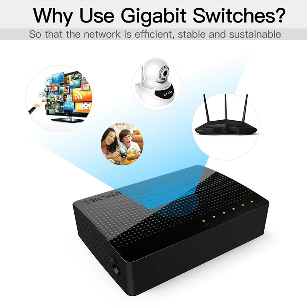 Tenda SG105 Gigabit Mini 5 Порты и разъёмы настольный коммутатор Fast Ethernet сетевой LAN