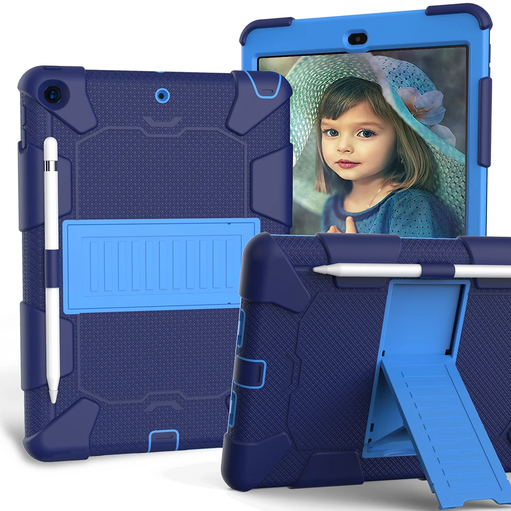 

Silicone Tablet Case for iPad 10.2inch 2019 7 7th Gen A2198 A2200 A2197 3-Layer Protection Heavy Armor Shockproof Cover HardCase