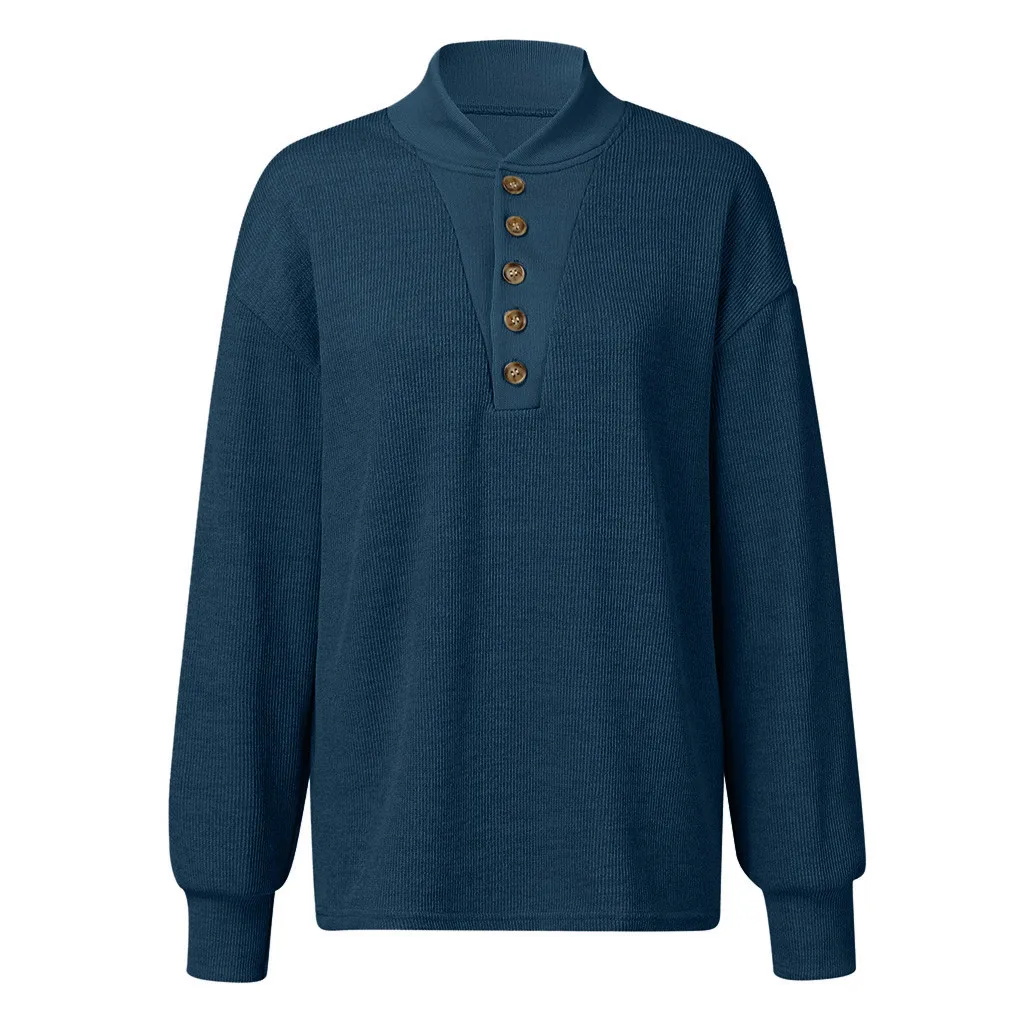 5xl Женские топы и блузки размера плюс Зимняя мода кнопка сексуальный v-образный вырез большой размер рубашка сплошной длинный рукав Топ, рубашка Mujer