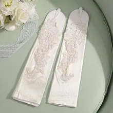 Gant, мягкие классические Сатиновые перчатки цвета слоновой кости, тянущиеся, вечерние, свадебные, с кристаллами, с блестками, для банкета, белые, на крючках, S08