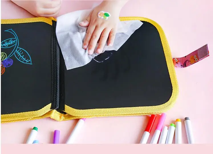 Magic Water Coloring Books Baby Blackboard Reusable Painting Book Foldable Drawing Board Toys with Water Pen Children Kids