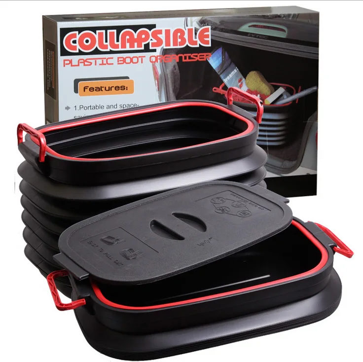 

37L Car Extendable Storage Box Folding Varia Bucket Fishing Bucket with Lid Colorful Box Car Outdoor Supplies