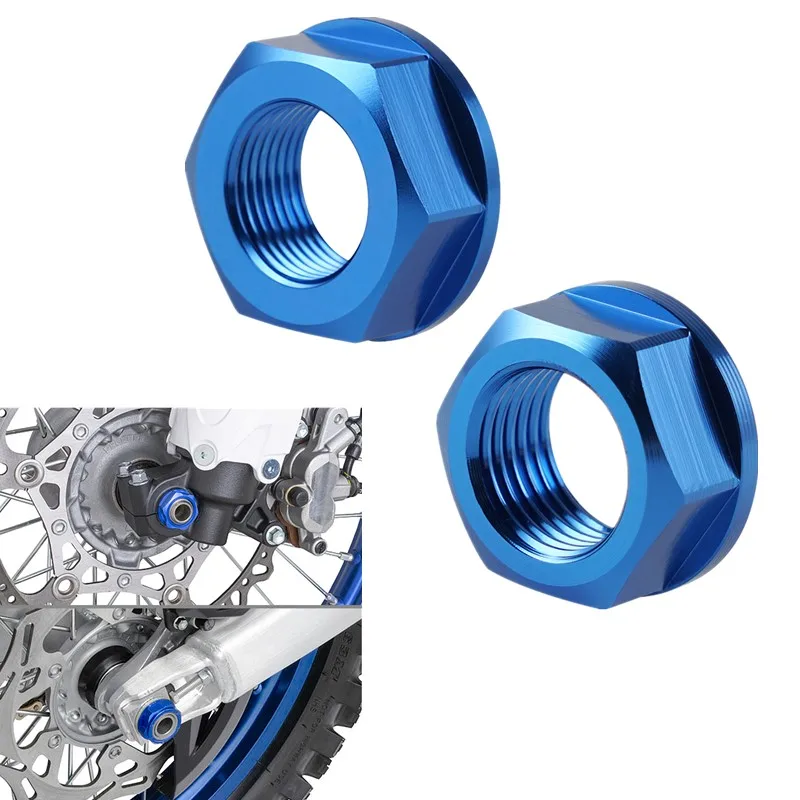 Blue Mooreaxe Motorcycle M16 Front Wheel Axle Nut Screw CNC Aluminium Durable Screw Bolts For CR125R CR250R CRF450R CRF1000L YZ125 YZ250 WR250F WR250R 