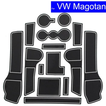 

13 Pcs Car Door Gate Slot Mats Carpets Position Cup Holder Pads For Volkswagen VW Magotan 2017 Door Groove Mat Free Shipping
