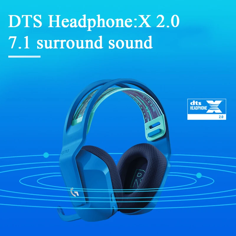 Logitech g733 wireless headset lightspeed kda limited edition gamer rechargeable dts headset, dts x2.0, 7.1 surround sound 4