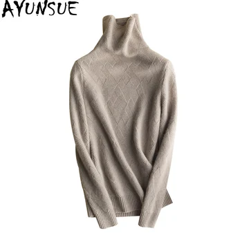

AYUNSUE Cashmere Sweater Women Turtleneck Fashion Knitted Sweater Pullover Korean Ladies Sweaters 2020 Jersey Mujer KJ4015