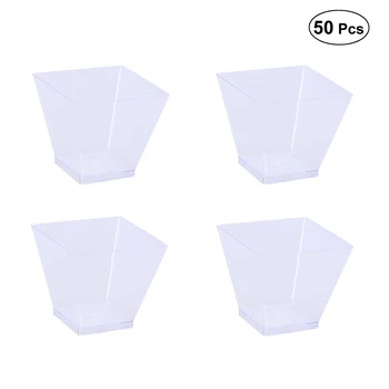 

50PCS 60ml Disposable Plastic Portion Cups Clear Portion Transparent Trapezoidal Container for Jelly Yogurt Mousses Dessert