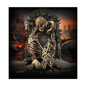 

Full Drill Round Diamond Painting Skull "Love Till Death" 5D Rhinestone DIY Embroidery Mosaic Canvas Cross Stitch Kit Decor Gift