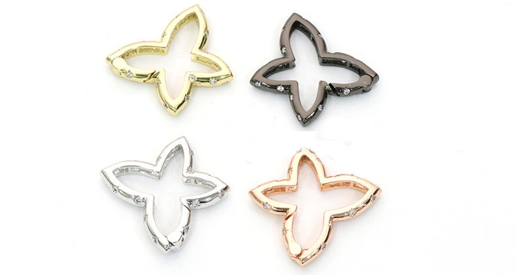 3pcs 26.7x21.8mm CZ Micro Pave Butterfly shape Hook Lobster Clasp Cubic Zirconia Clasp