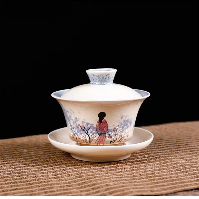 Цзиндэчжэнь Gaiwan 130 мл Ручная Керамическая чашка для чая художественная чайная