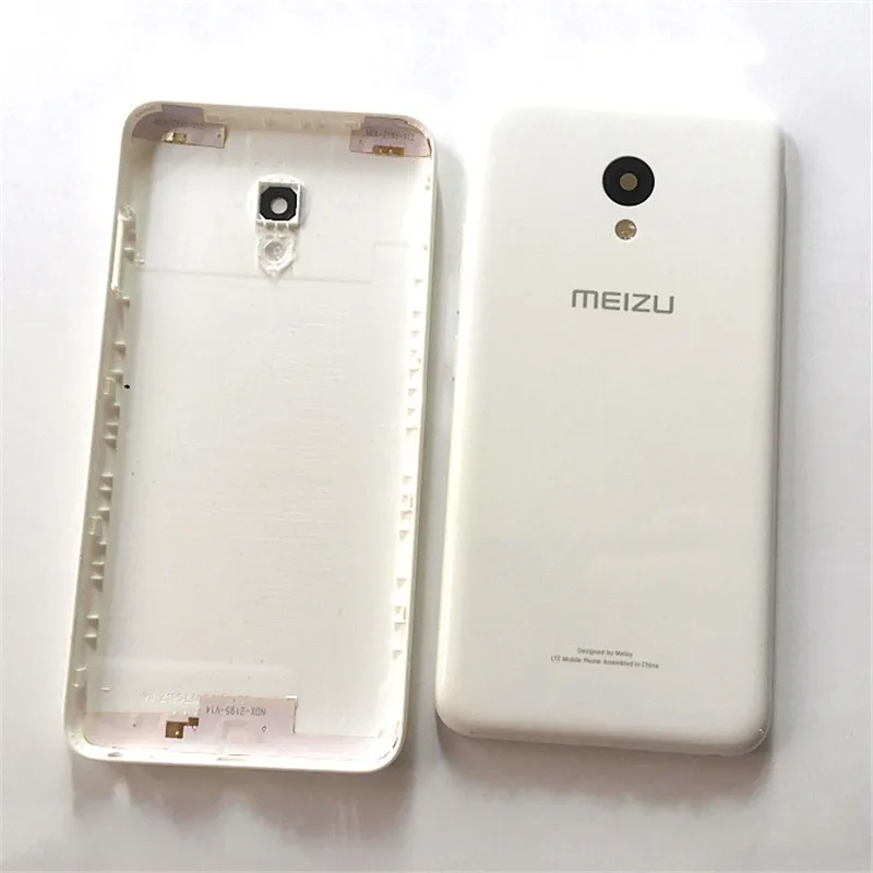 White No Sim Tray Original New Metal Cover Case For MEIZU M5 Back Battery Cover Housing Replacement Parts With Side buttons+Camera lens - Цвет: White No Sim Tray