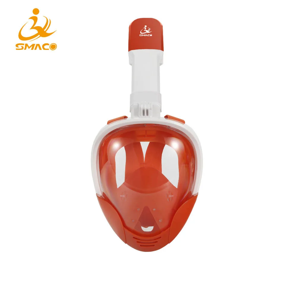 Orange-White SMACO Новая маска для дайвинга для всего лица, Подводная маска для подводного плавания, противотуманные маски для подводного плавания, водонепроницаемая одежда для плавания, подходит для Gopro SJCAM - Цвет: Orange-White