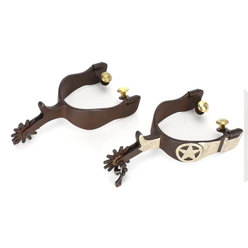 

Low Carbon Steel Elegant Appearance Hand Sculpture Cowboy Horse Boot Spurs Decoration for Entertainment Equestrian