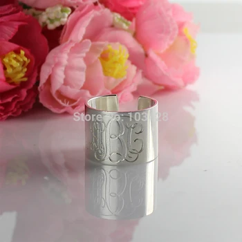 

AILIN Customized Mens Monogram Ring Sterling Silver 3 Initials Monogrammed Engraved Rings Personalized Name Rings