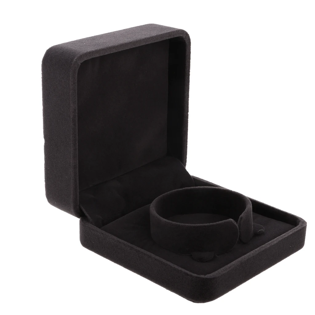 

Square Velvet Bracelet Bangle Jewelry Storage Gift Box Organizer Case Gray 9 x 9 x 4cm