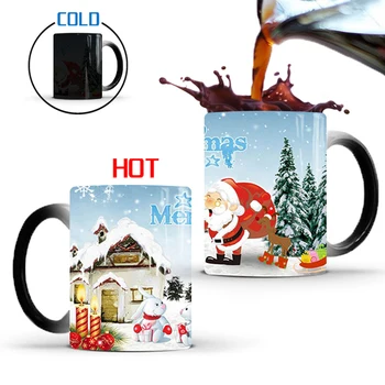 

Creative Magic Changing Color Cup Christmas Mug Ceramics Porcelain Coffee Mug Merry Christmas For Birthday Gift Happy New Year