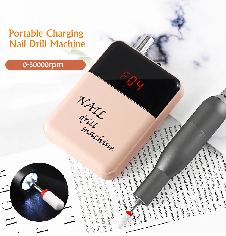 

20 Вт 30000 об/мин Портативный электрический сверлильный станок для ногтей перезаряжаемый шлифовальный гель для удаления пилок для ногтей инструменты для дизайна ногтей