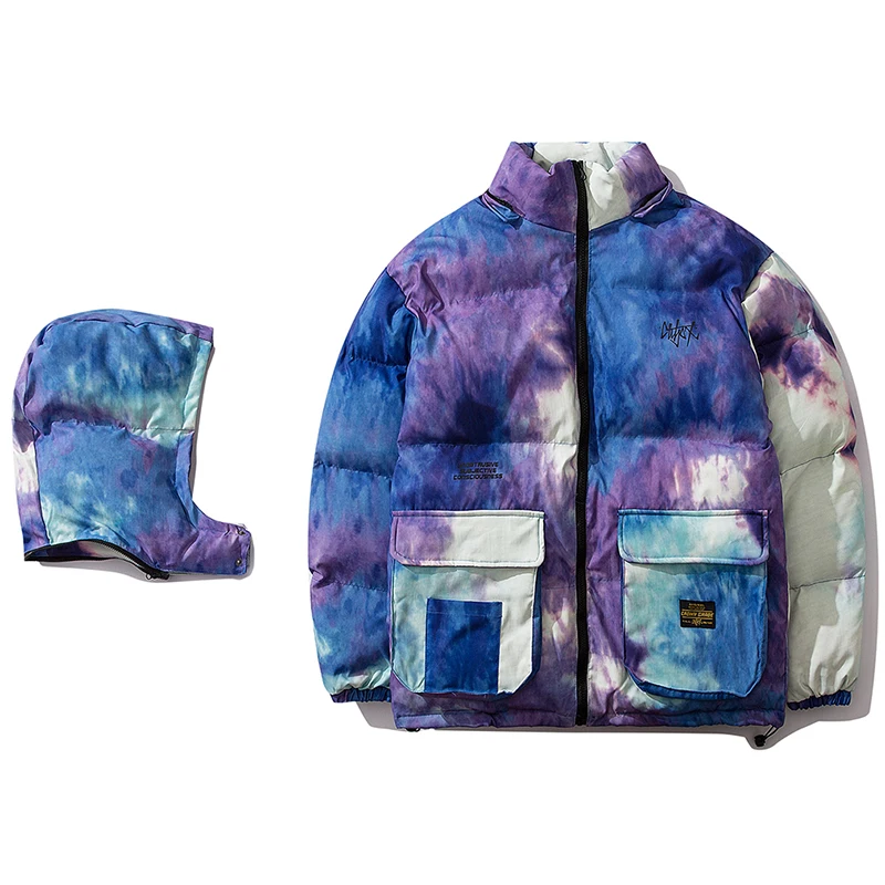 Tie dying Parka мужская зимняя куртка камуфляжный съемный капюшон толстый зимний