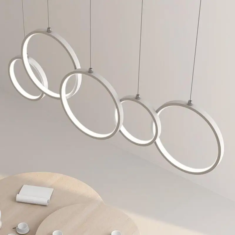 

Nordic Round Circle Led Dimmable Chandelier for Dining Room shop restaurant bar hunging Light Fixtures 110v 220v