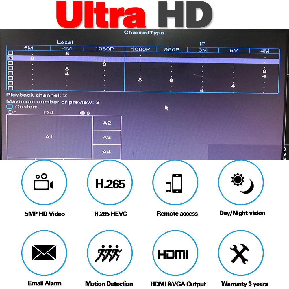  Face grasping ONVIF DVR Security AHD 8CH 5mp Remote Contrl IP BNC Camera CCTV Kit H.265 Analog Came - 33034984810