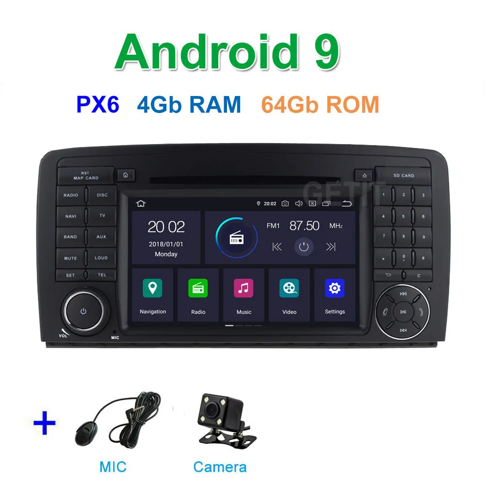 PX6 4G CAMERA DSP 64G PX6 Android 9,0 автомобильный DVD мультимедиа радио gps для Mercedes Benz R Class W251/R280/R300/R320/R350/R500 - Цвет: PX6 4G CAMERA