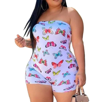 

Women Ladies Butterfly Print Base Romper Sleeveless Loose Waist Bodysuit Jumpsuit Playsuit Jumpsuit Sunsuit One Piece