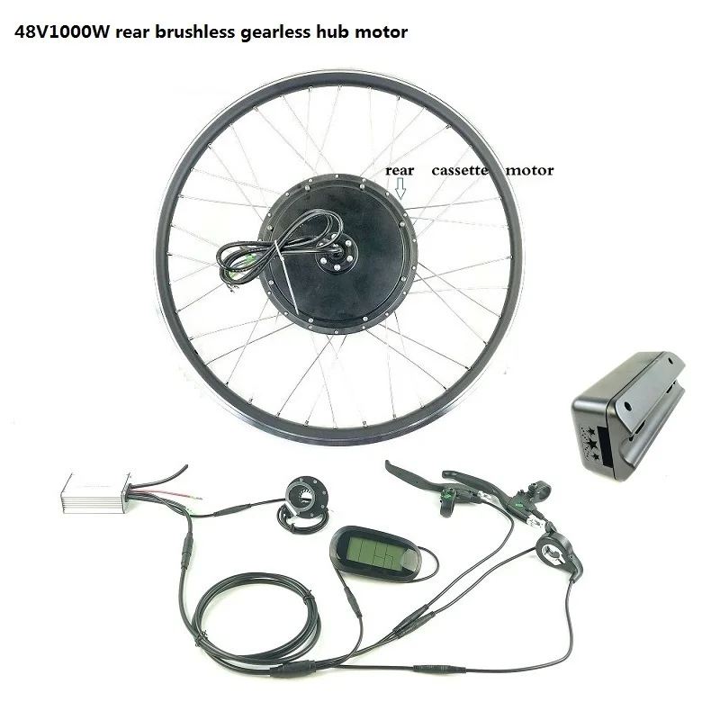 Полный водонепроницаемый кабель Ebike Электрический конверсионный комплект 48V1000W Задняя кассета моторное колесо с KT LCD6 дисплей
