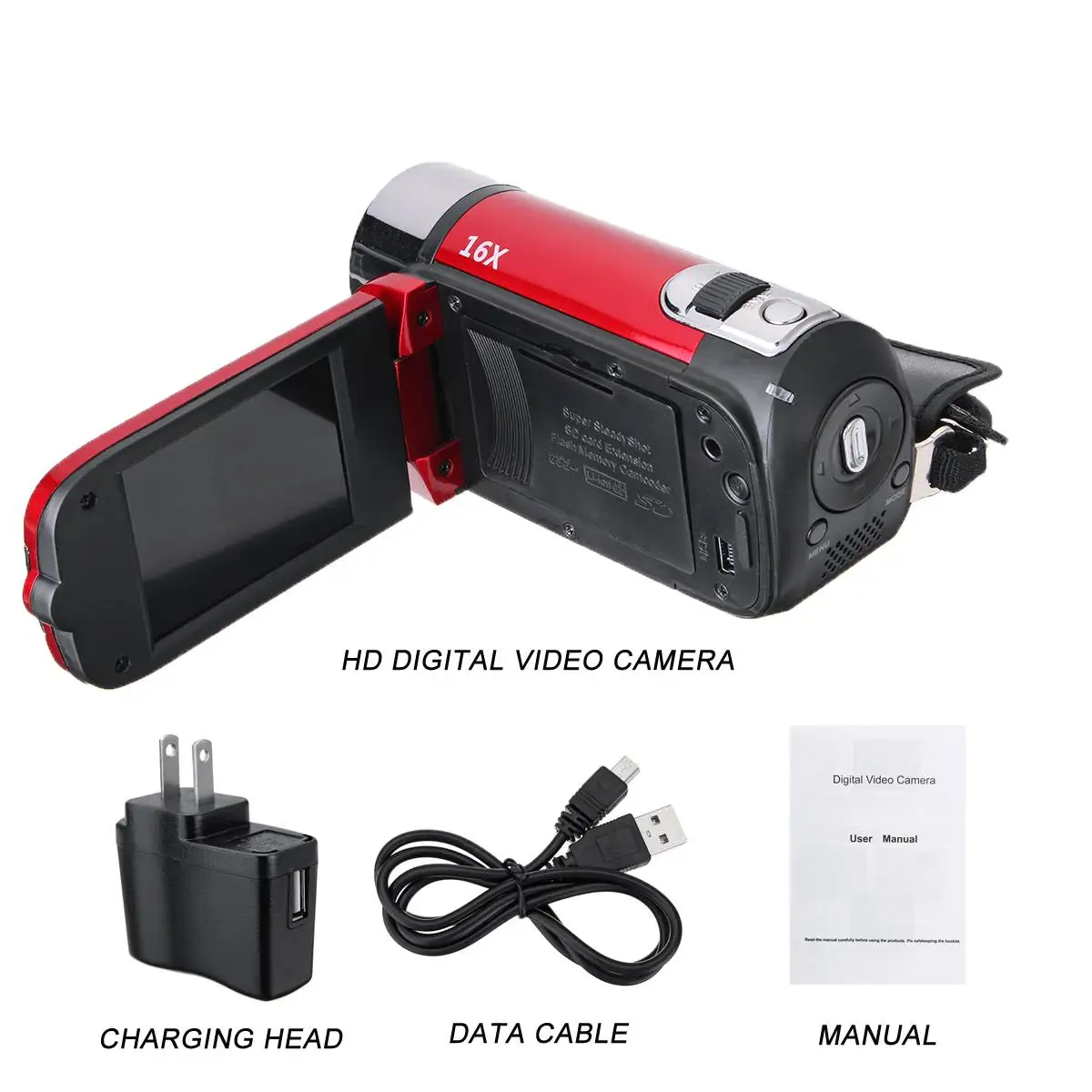 KINCO 16MP 2,7 дюймов FULL HD 1080P lcd Цифровая видеокамера регистратор DV 16X зум потребительские видеокамеры