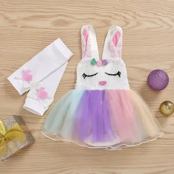 

Toddler Kids Baby Girl Easter Rabbit Clothes Sweet Bunny Dress Lace Tutu Dresses 0-18 months