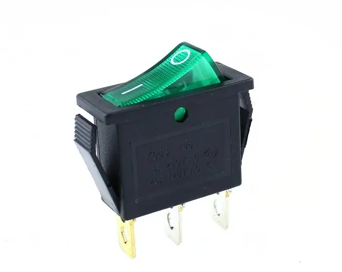 KCD3 кулисный переключатель ВКЛ-ВЫКЛ 2 положения 3 Pin электрооборудование с светильник выключатель питания 16A 250VAC/20A 125VAC - Цвет: Зеленый