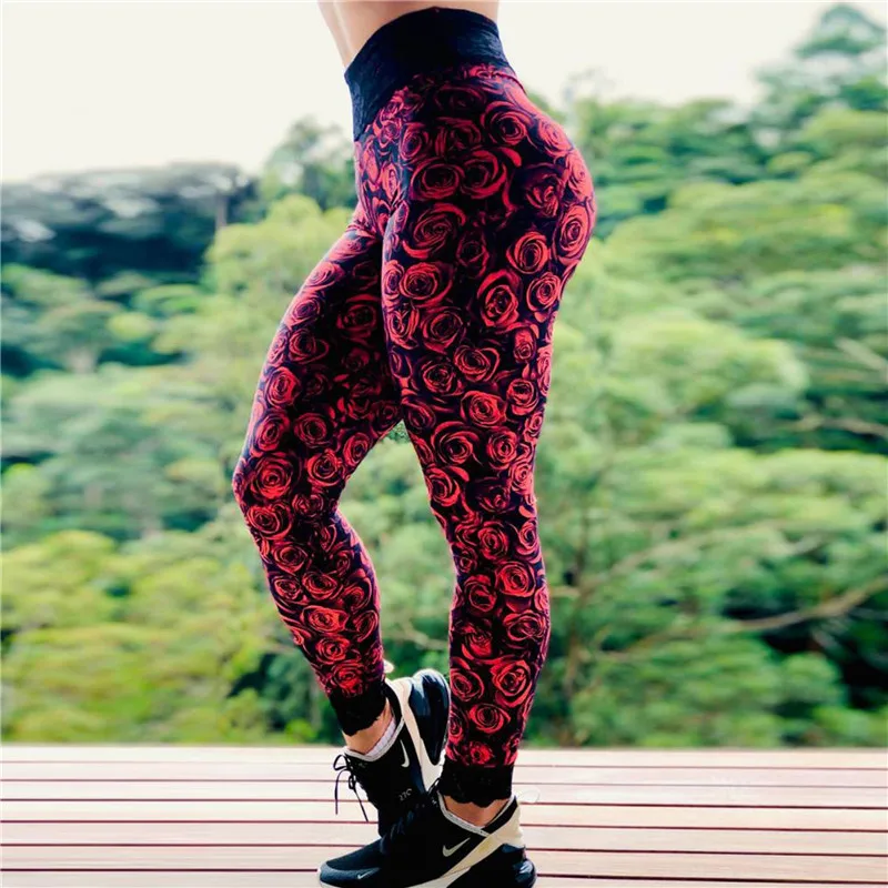 Штаны Для Йоги Женские пуш-ап для бега фитнес леггинсы для фитнеса 3D Печатные Брюки эластичные, высокая посадка компрессионные колготки спортивные брюки