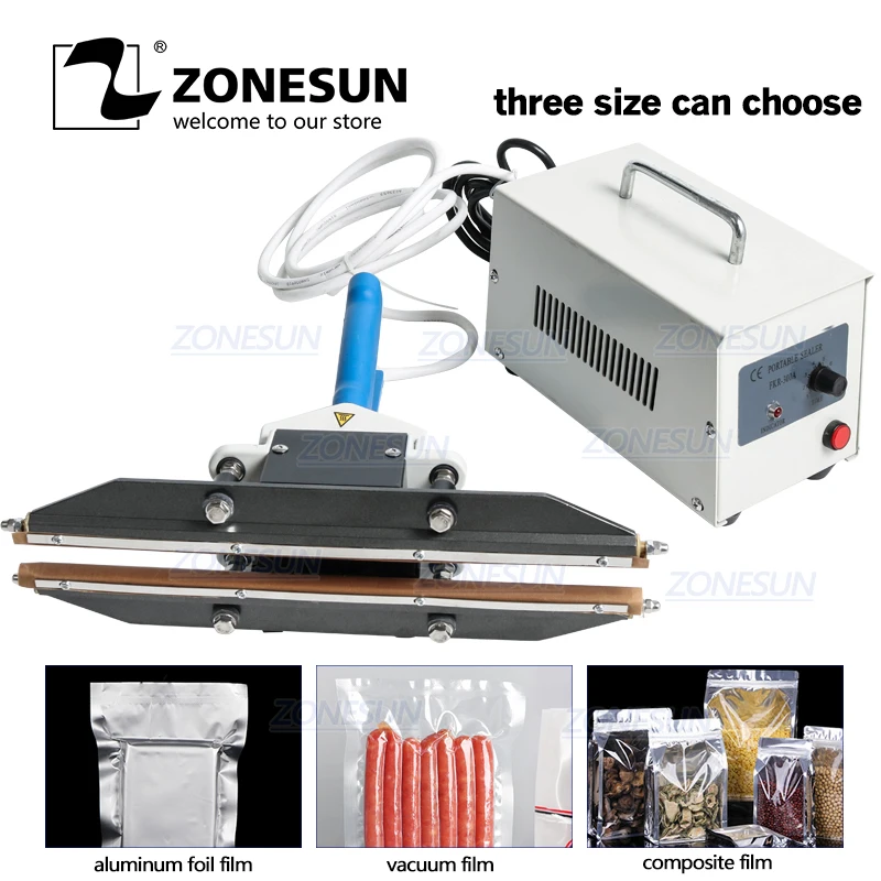 ZONESUN 300mm instant hot Plier portable impulse sealer sealing machine for aluminum vacuum composite film mask snack packaging | Бытовая