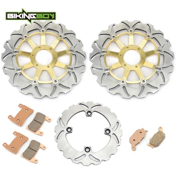 

BIKINGBOY For HONDA CBR 600 F F4 Supersport FX FY 1999 2000 Wavy Floating Full Sets Front Rear Brake Discs Disks Rotors Pads
