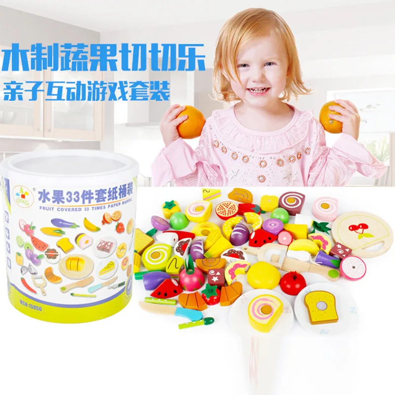 

Children Slicer Play House Kitchen Toy Wooden Fruit & Vegetable Slicer Toy