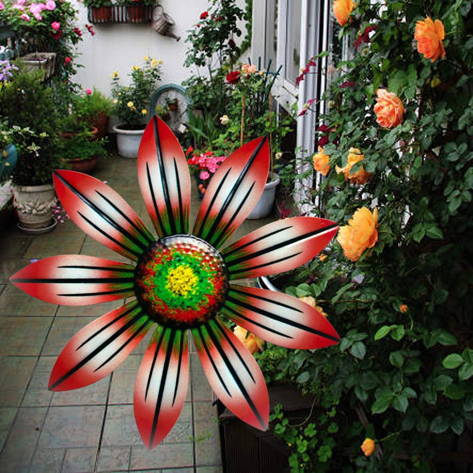 Home Decoration Garden Outdoor Ornaments Metal Flower Wall Decor Rustic Floral Art Sculpture For Porch Patio | Дом и сад