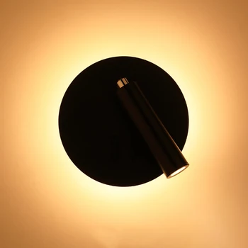 

Round LED Wall Lamp For Bedroom Living Room White Black Sconce Wall Lights 360 Degrees Rotatable Metal 3W Fixtures