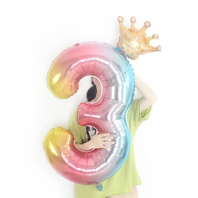 

2pcs/lot 40inch Number Foil Balloons Digit air Ballon Kids Birthday Party Festival Party anniversary Crown Decor Supplies