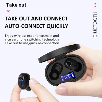 

Bluetooth Earphone TWS Wireless Headphone Handsfree Waterproof Earbuds Gaming Music Headset Volume Control, 24H Touch Control