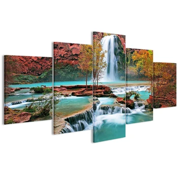 

5 Living Room for Panel Wall Painting Art Waterfall Canvas Painting Modular Picture Posters and Prints(No Frame)