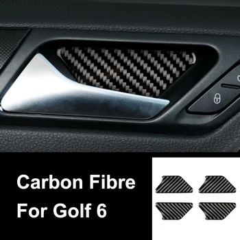 

Car Door Handle Bowl Trim Decals Carbon Fibre Interior Sticker Accessories 4pcs/set for Volkswagen VW Golf 6 GTI R MK6 2008-2012