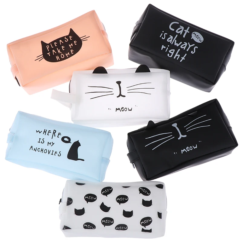 1 шт. чехол для ручки с высокой емкостью на молнии карандаш кошкой школьных