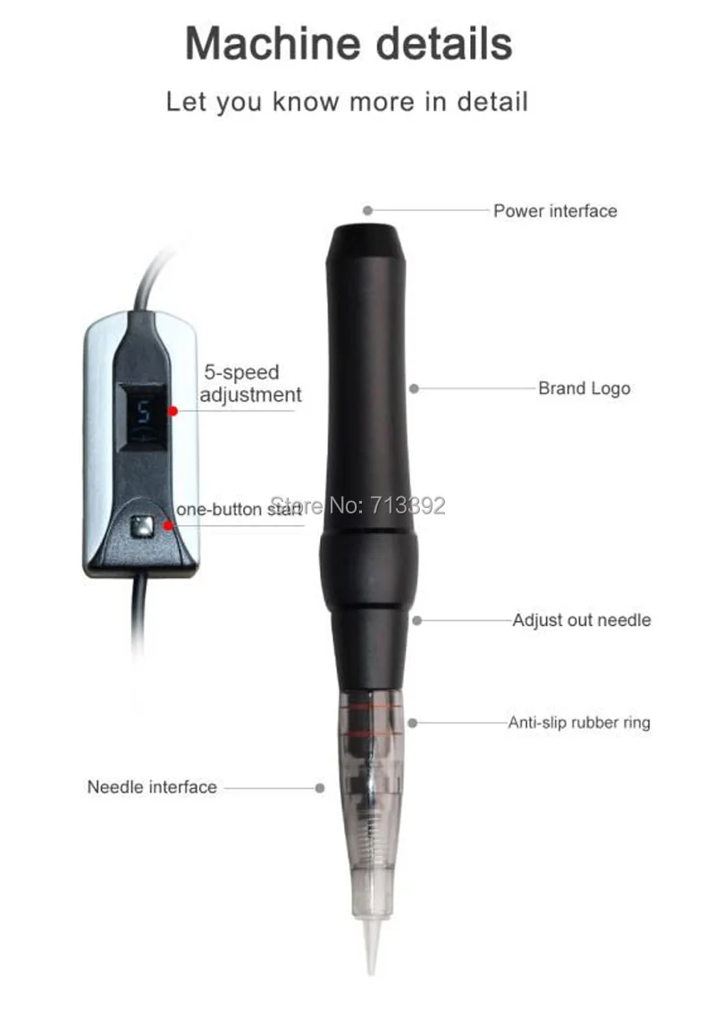 Новейшие профессиональные электрическая машинка для татуировок ручка для микроблейдинга 3D полу Перманентный макияж бровей, губ, подводка для глаз Tattoo Машины