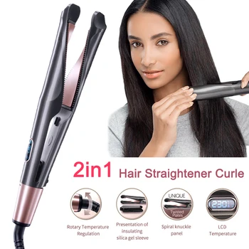 

2019 Hot Sale Professional Electric Curling Iron Hair Curler 2 in 1 Hair Straightener Flat Irons Ceramic Styling Tools