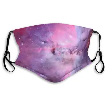 

Pink Space Stars Print Mouth Masks With Filter Washable And Reusable Anti Dust Breathable Mask With Adjustable Ear Loops For Men