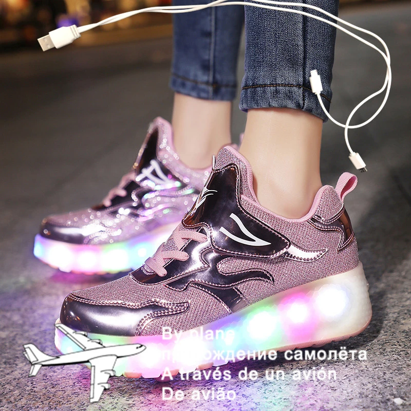 Technologie munt Benodigdheden Size 27 43 Roller Sneakers Voor Kinderen Jongens Led Light Up Schoenen Met  Dubbele Wielen Usb Opladen Skate Schoenen voor Kinderen Jongens Meisjes|Sportschoenen|  - AliExpress