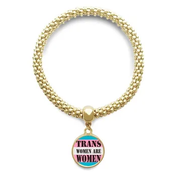 

Trans Woman Support LGBT Transgender Golden Bracelet Round Pendant Jewelry Chain
