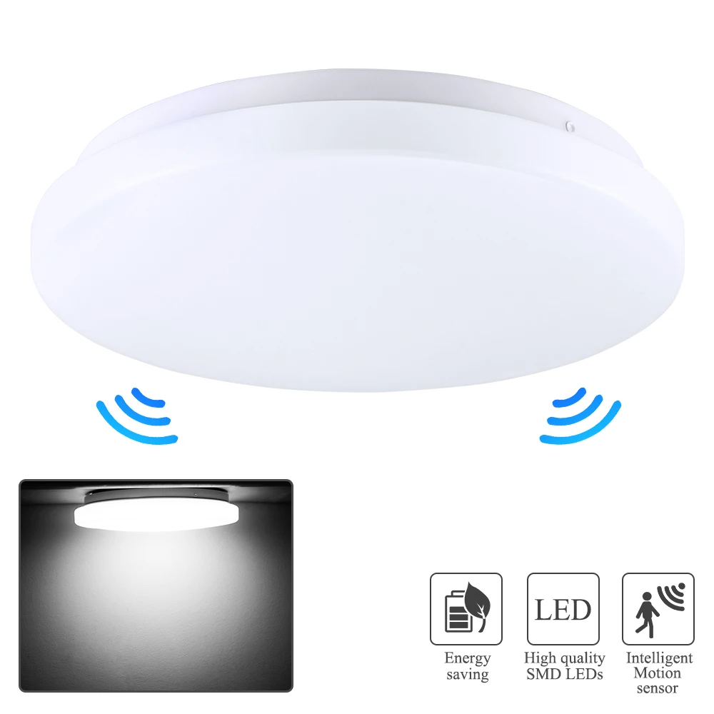 LED Ceiling Light With Motion Sensor 12W 220V Round / Round Bottom LED Ceiling Light For Entrance Balcony Corridor