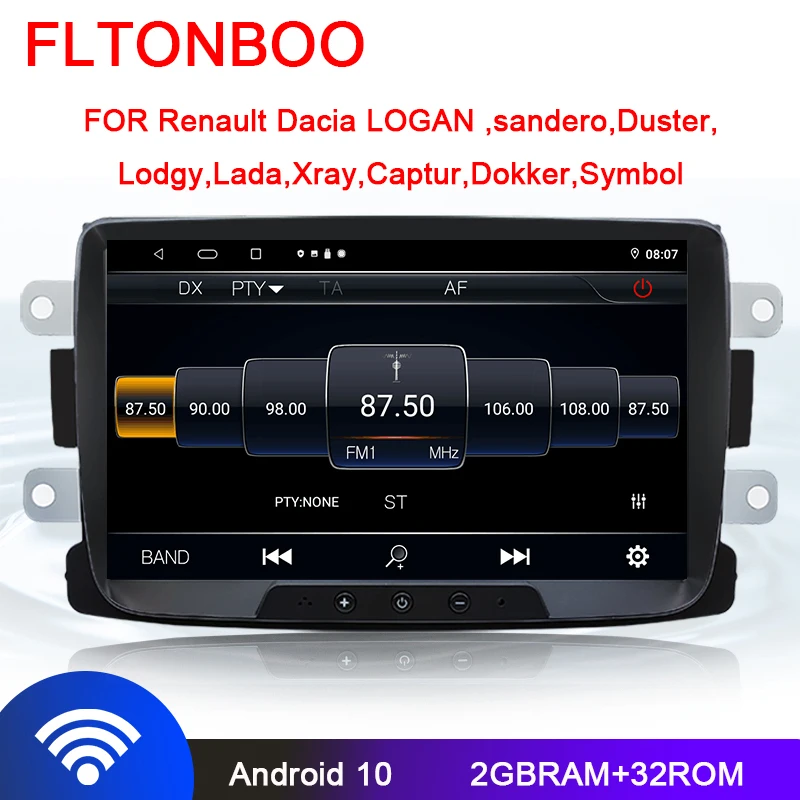 Автомобильный радиоприемник 8 дюймов на Android 10 с GPS-навигацией для Renault LOGAN dacia Duster